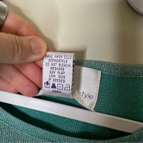 Susan Graver Seafoam Green Shimmer Sleeveless Round Neck Knit Tank Top size 2X - Picture 3 of 4